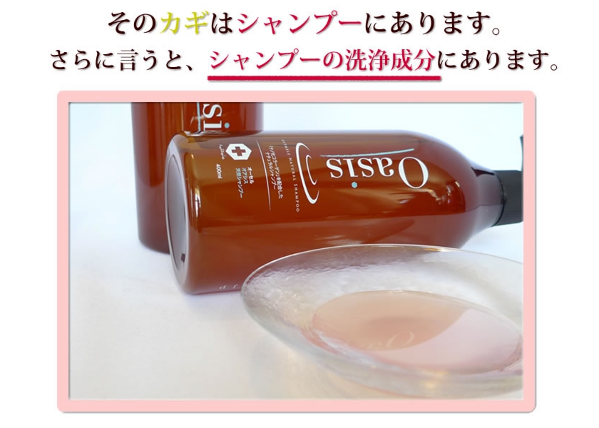 おすすめできる無添加シャンプーオアシスシャンプー天然成分が髪をきれいにします。